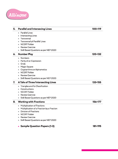 All in One Mathematics Class 7 Exam 2025-26 | Sample Question Papers, Topic & Chapter Exercise& Clear & Concise Theory | Based on NCERT 2025