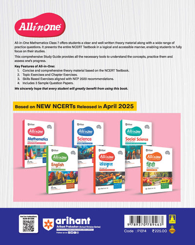 All in One Mathematics Class 7 Exam 2025-26 | Sample Question Papers, Topic & Chapter Exercise& Clear & Concise Theory | Based on NCERT 2025