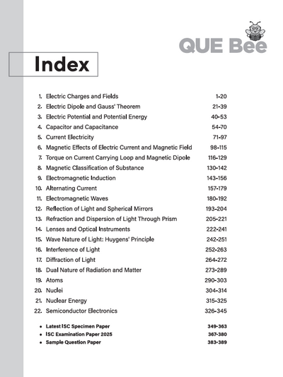 ISC QUE Bee Physics Class 12 Exam 2026 | Quick Theory, Exam Pattern Questions, 10 Year PYQ's & Sample Question Papers | Key Words Highlighted