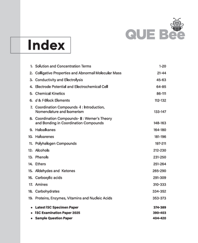 ISC QUE Bee Chemistry Class 12 Exam 2026 | Quick Theory, Exam Pattern Questions, 10 Year PYQ's & Sample Question Papers | Key Words Highlighted