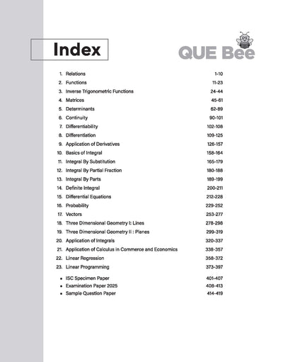 ISC QUE Bee Maths Class 12 Exam 2026 | Quick Theory, Exam Pattern Questions, Speciman & Sample Papers | Key Words Highlighted