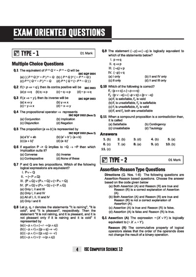 ISC Class 12 Computer Science Que Bee book table of contents