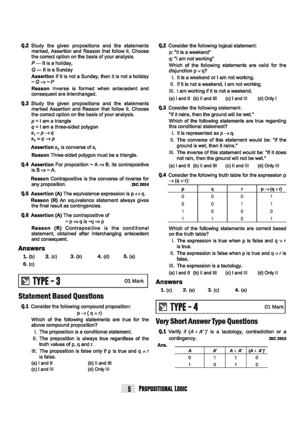 ISC Class 12 Computer Science Que Bee book table of contents