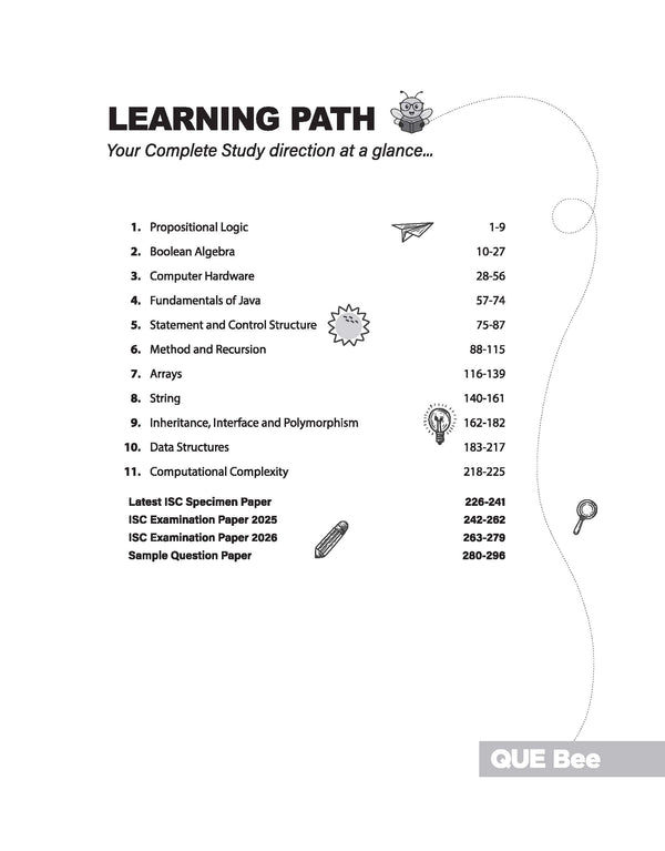 ISC Class 12 Computer Science Que Bee book table of contents