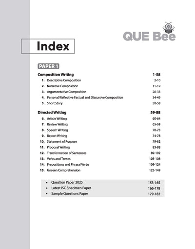 ISC Que Bee English Language (Paper 1) Class 11 & 12 | Quick Theory, Specimen & Sample Papers, 10 Years' PYQs