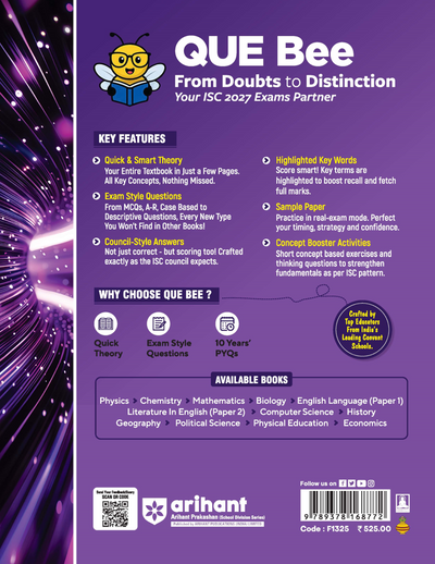 ISC Physics Class 11 Exam Book | Quick Theory, Exam Pattern Questions & Sample Papers | As per Latest ICSE Syllabus | Que Bee 2nd Edition