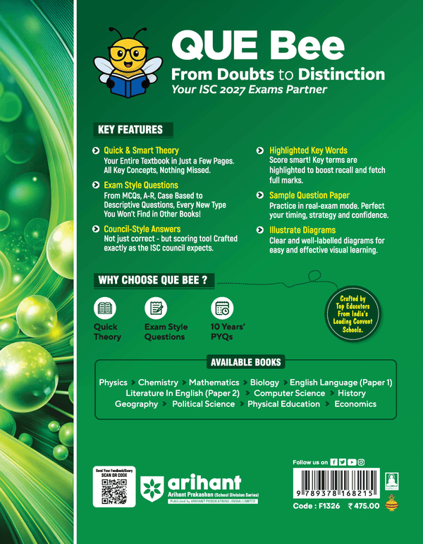 ISC Chemistry Class 11 Exam Book | Quick Theory, Exam Pattern Questions & Sample Papers | As per Latest ICSE Syllabus | Que Bee 2nd Edition