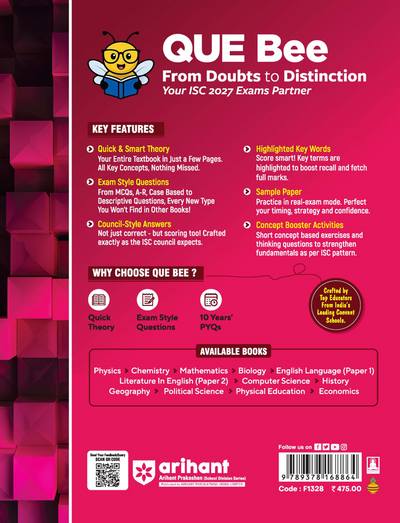 ISC Mathematics Class 11 Exam Book | Quick Theory, Exam Pattern Questions & Sample Papers | As per Latest ICSE Syllabus | Que Bee 2nd Edition