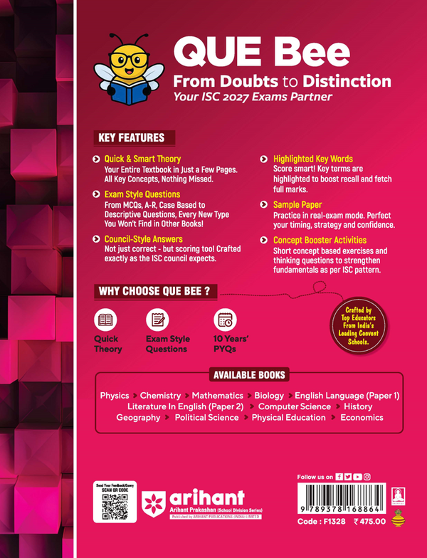 ISC Mathematics Class 11 Exam Book | Quick Theory, Exam Pattern Questions & Sample Papers | As per Latest ICSE Syllabus | Que Bee 2nd Edition