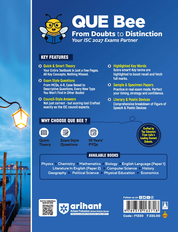 ISC Literature in English (Paper 2) Class 11 Exam Book | Quick Theory, Exam Pattern Questions & Sample Papers | As per Latest ICSE Syllabus | Que Bee 2nd Edition