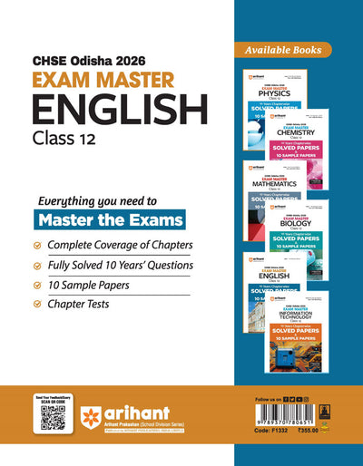 CHSE Odisha Class 12 English Exam Master 2026 | 10 Years Chapterwise Solved Papers & 10 Sample Papers | Fully Revised Edition | +2 Second Year (Arts, Science, Commerce)