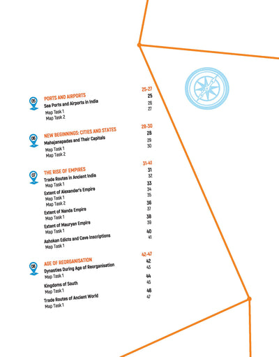 Table of Content: Table of Content of Map Skill Workbook Class 7 showing NCERT-based map practice topics Arihant Books