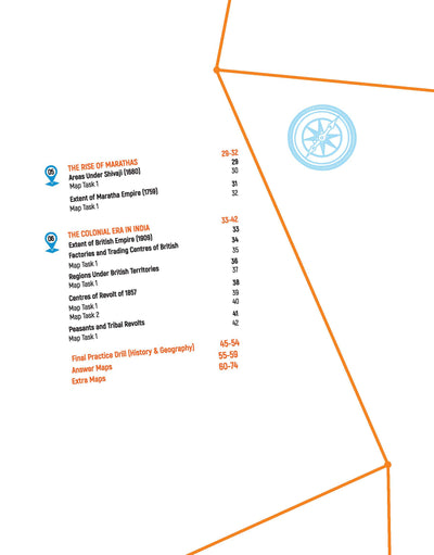 Table of Content: Table of Content of Map Skill Workbook Class 8 showing NCERT map chapters & practice activities Arihant Books