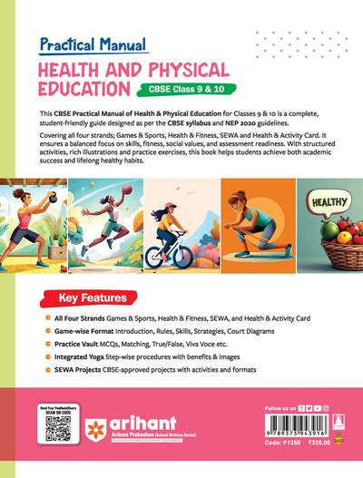Book Cover: Practical Manual Health and Physical Education for CBSE Class 9 & 10 book cover Arihant Books