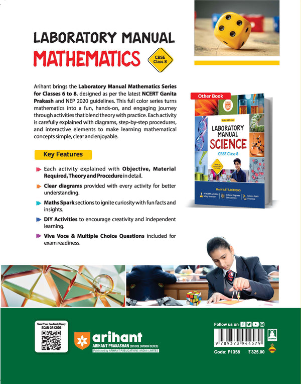 Lab Manual Mathematics CBSE Class 8 | Based on New NCERT Ganita Prakash (Part 1 & 2) | Colour Diagrams, DIY Activities & NCERT Experiments | NEP 2020 Edition