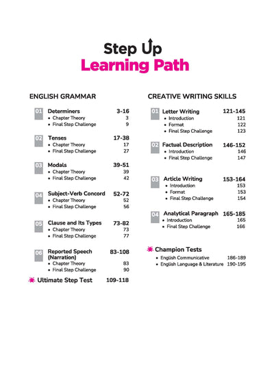 Step Up English Grammar for CBSE Class 10 | Based on NEP 2020 | Grammar & Creative Writing | Step Check for Practice, Exam Pattern, Previous Year Questions & Competency-Based Questions