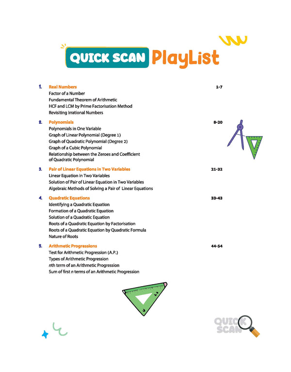 Quick Scan Mathematics | CBSE Class 10 | Fast Revision Notes for High Scores | NCERT Theory, Handwritten Notes, Flow Charts & Tables, 3D Images | Based on Latest CBSE Syllabus