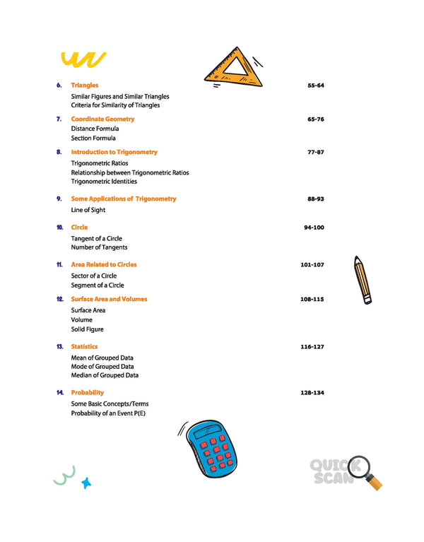 Quick Scan Mathematics | CBSE Class 10 | Fast Revision Notes for High Scores | NCERT Theory, Handwritten Notes, Flow Charts & Tables, 3D Images | Based on Latest CBSE Syllabus
