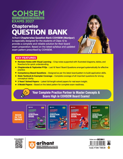 COHSEM Physics Class 12 Question Bank 2027 | 10 Years Chapterwise PYQs (2026–2016) with Revision Notes, Mind Maps, Competency-Based Questions & 5 Model Papers | Council of Higher Secondary Education Manipur