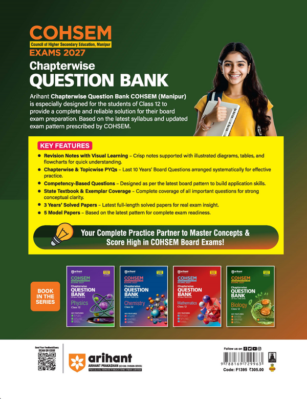 COHSEM Biology Class 12 Question Bank 2027 | 10 Years Chapterwise PYQs (2026–2016) with Revision Notes, Mind Maps, Competency-Based Questions & 5 Model Papers | Council of Higher Secondary Education Manipur