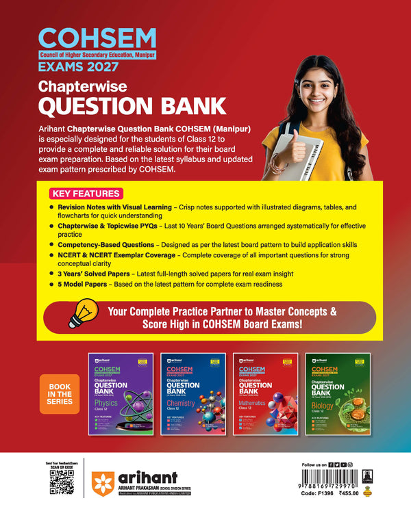 COHSEM Mathematics Class 12 Question Bank 2027 | 10 Years Chapterwise PYQs (2026–2016) with Revision Notes, Mind Maps, Competency-Based Questions & 5 Model Papers | Council of Higher Secondary Education Manipur