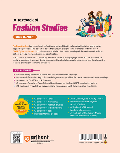 A Textbook of Fashion Studies for CBSE Class 11 | Skill Education (Subject Code 837) | Employability Skills, Subject-Specific Skills, Diagrams & Exam-Style Questions | As per Latest CBSE Syllabus 2026–27
