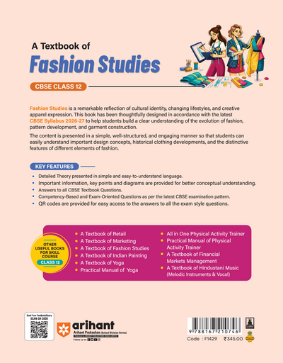 A Textbook of Fashion Studies for CBSE Class 12 | Skill Education (Subject Code 837) | Employability Skills, Subject-Specific Skills, Diagrams & Exam-Style Questions | As per Latest CBSE Syllabus 2026–27