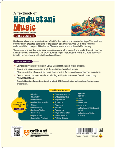 A Textbook of Hindustani Music ( Melodic Instrument & Vocal ) for CBSE Class 11 | Theory in Easy Language, Practical Work, Exam-Style Questions & Sample Question Paper | As per Latest CBSE Syllabus 2026–27