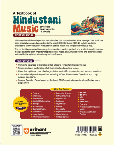 A Textbook of Hindustani Music (Melodic Instrument & Vocal ) for CBSE Class 12 | Theory in Easy Language, Practical Work, Exam-Style Questions & Sample Question Paper | As per Latest CBSE Syllabus 2026–27