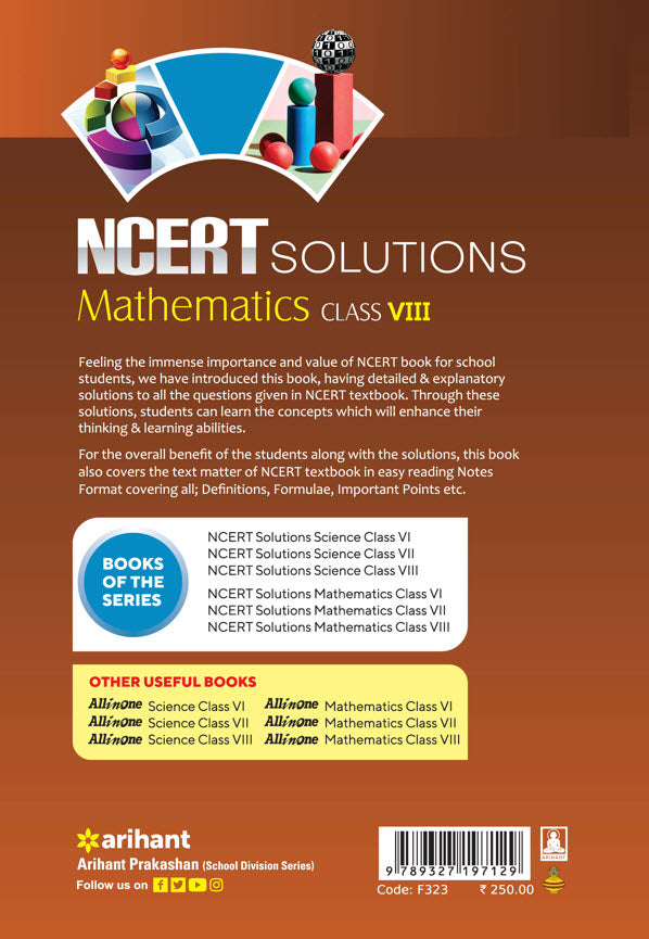 Buy NCERT Solutions Mathematics for class 8 book 2026 – arihantbooks