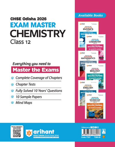 CHSE Odisha Class 12 Chemistry Master 2026 Book Cover