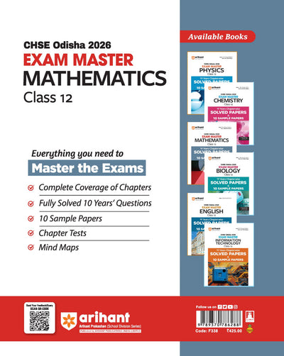 CHSE Odisha Class 12 Mathematics Master 2026 Book Cover