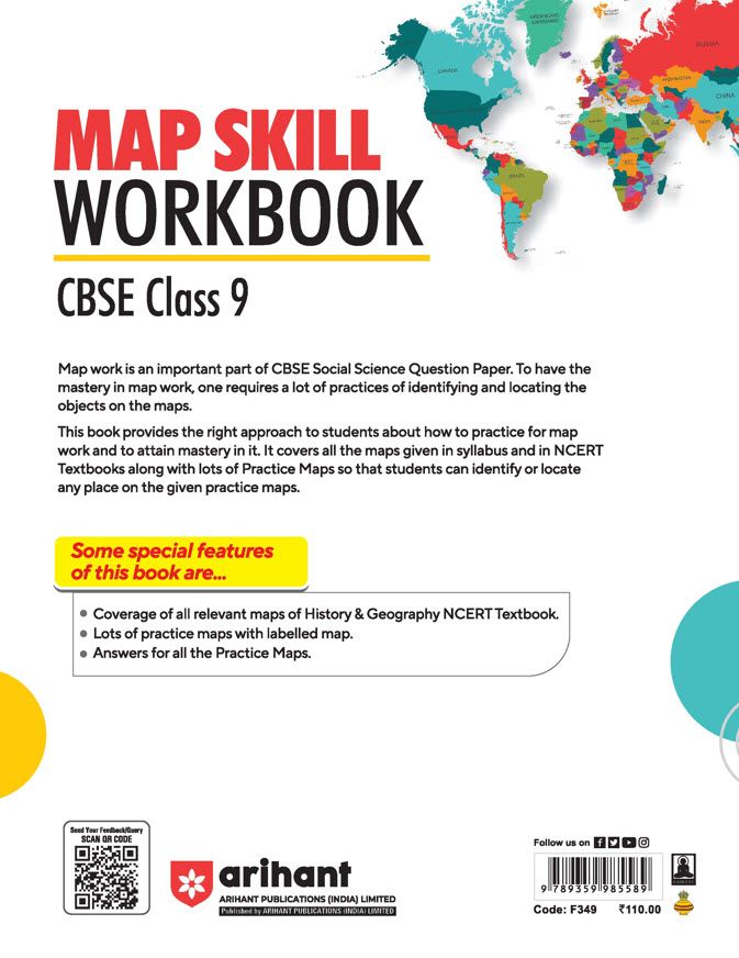 Mapbook Class 9 Buy CBSE Map Skill Workbook for Class 9 Exam 2026 book – arihantbooks