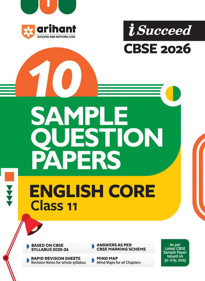 i-Succeed CBSE 2026 – English Core Class 11 | 10 Sample Question Papers | Rapid Revision Sheets | Mind Maps | Answers as per CBSE Marking Scheme | As per Latest CBSE Sample Paper