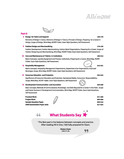 All in One Home Science Class 12 CBSE 2026-27 Table of Contents