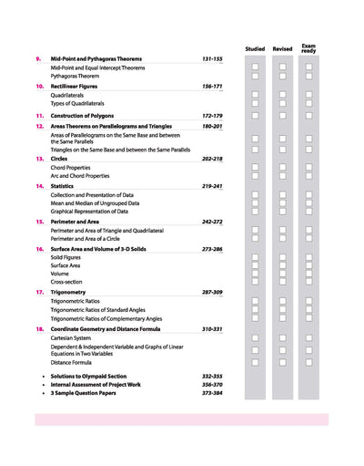 ICSE Class 9 Mathematics All in One book table of contents