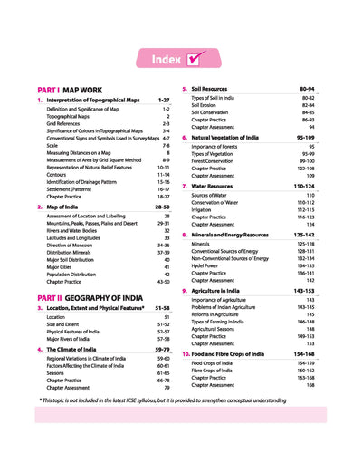 ICSE Class 10 Geography All in One book table of contents