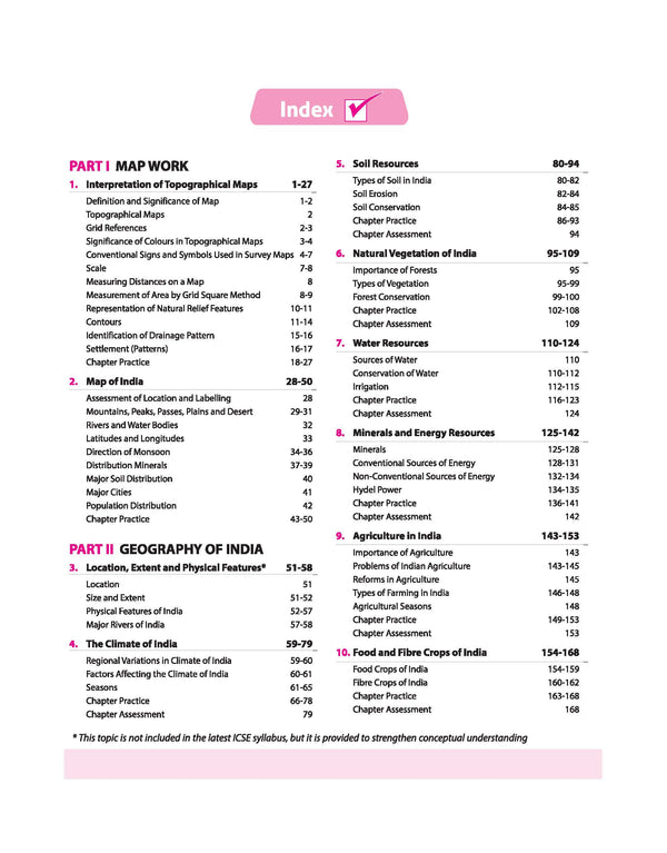 ICSE Class 10 Geography All in One book table of contents