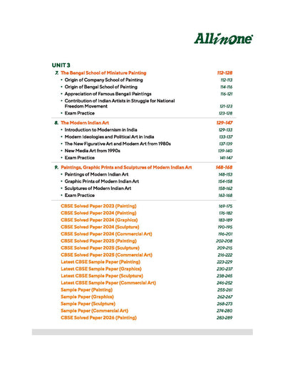 All in One Fine Arts Class 12 CBSE 2026-27 Table of Contents