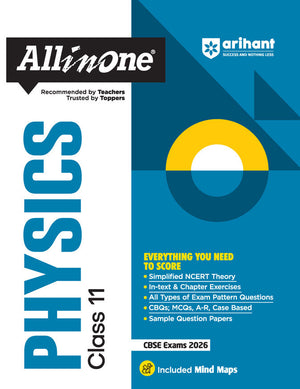 CBSE All in One Physics Class 11 Exam 2025-26 | Simpified NCERT Theory, CBQs, MCQs, A-R, Case Based, Sample Question Papers | Included Mind Maps