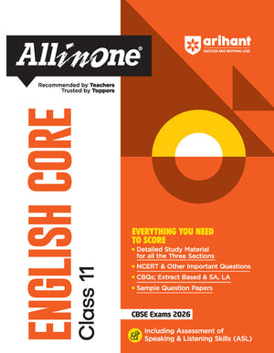 CBSE All in One English Core Class 11 Exam 2025-26 | NCERT & Other Questions, CBQs, Sample Papers | Including Assessment of Speaking & Listening Skills