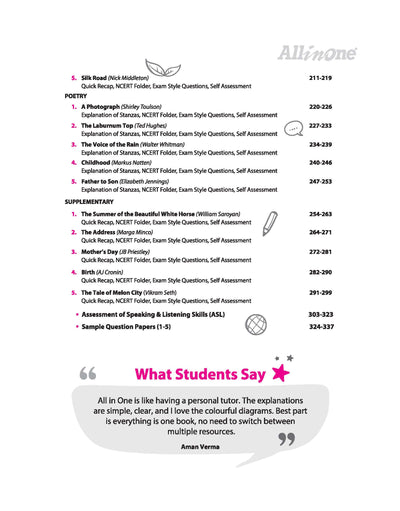 All in One English Core Class 11 CBSE 2026-27 Table of Contents