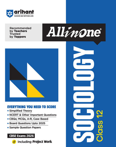CBSE All in One Sociology Science Class 12 Exam 2025-26 | Ncert & Other Important Questions CBQs, MCQs, A-R, Case Based, Board Question Upto 2025, Sample Question Papers | Including Mind Maps