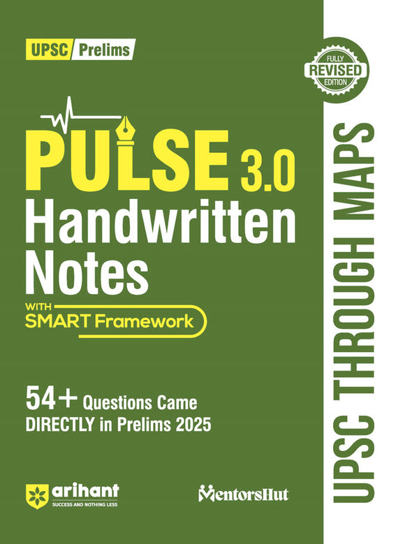 Combo of Pulse 3.0 Hand Written Notes Geography, Art & Culture, Modern Indian History, Ancient & Medieval India,  Environment & Eco., Indian Polity, Indian Eco., Sci. & Tech, UPSC Through Maps | With Free Headline Current Affairs 2026 | English Medium