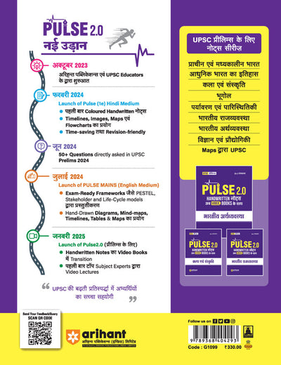 Pulse 2.0 Handwritten Notes to Video Books UPSC Through Maps for UPSC, State PCS & Other Competitive Exam | Revised 2nd Edition | Hindi Medium