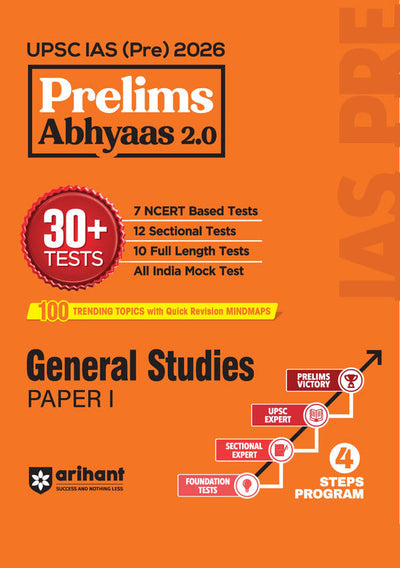 UPSC IAS Prelims 2026 – General Studies Paper 1 | Prelims Abhyaas 2.0 | 30+ Tests (7 NCERT Based + 12 Sectional + 10 Full-Length) | 100 Trending Topics with Mindmaps & Quick Revision Notes