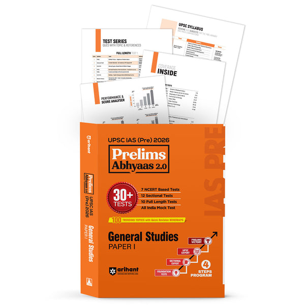 UPSC IAS Prelims 2026 – General Studies Paper 1 | Prelims Abhyaas 2.0 | 30+ Tests (7 NCERT Based + 12 Sectional + 10 Full-Length) | 100 Trending Topics with Mindmaps & Quick Revision Notes