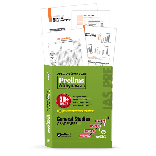 UPSC IAS Prelims 2026 – General Studies CSAT Paper 2 | Prelims Abhyaas 2.0 | 30+ Tests (26 Topical Test + 7 Sectional + 10 Full-Length) | 100 CSAT Formulae Cheatsheet for Quick Revision