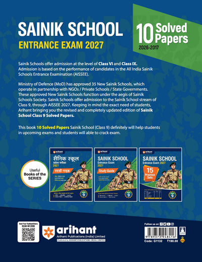 AISSEE Sainik School Class 7 Entrance Exam 2027 | 10 Solved Papers (2026- 2017) | Errorless & Authentic Solutions