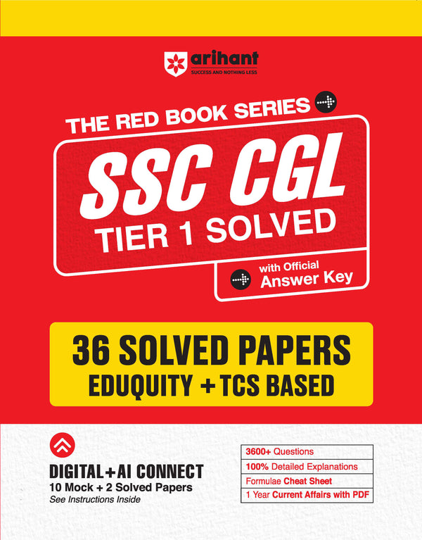 SSC CGL (Tier 1) Exam 2026 | 36 Solved Papers (Eduquity + TCS Based) | 3600+ Questions, Official Answer Key, Detailed Solutions with FREE Current Affairs PDF